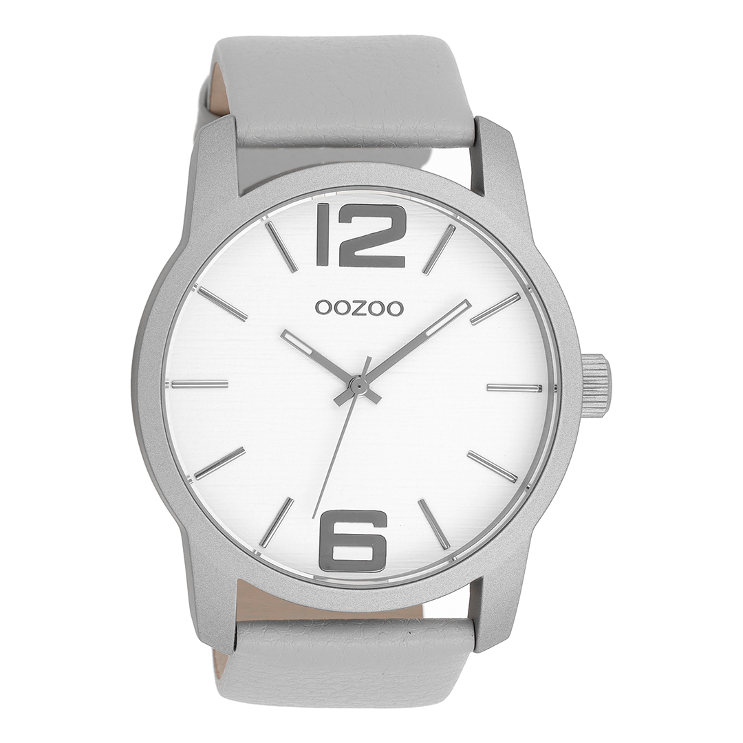 OOZOO Montre en gris pierre avec bracelet en cuir en gris pierre - C9085
