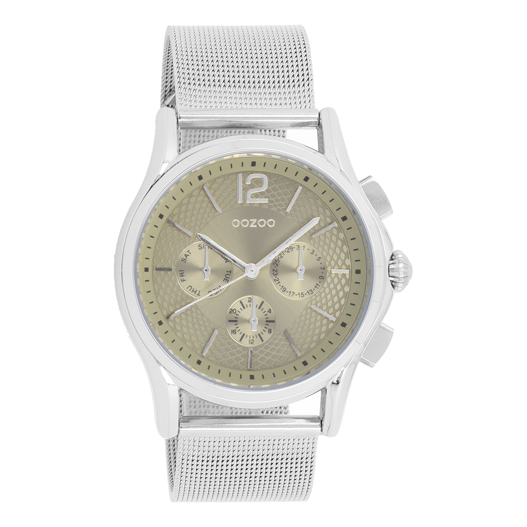 OOZOO Montre en couleur argent avec bracelet en mesh en couleur argent - C9105