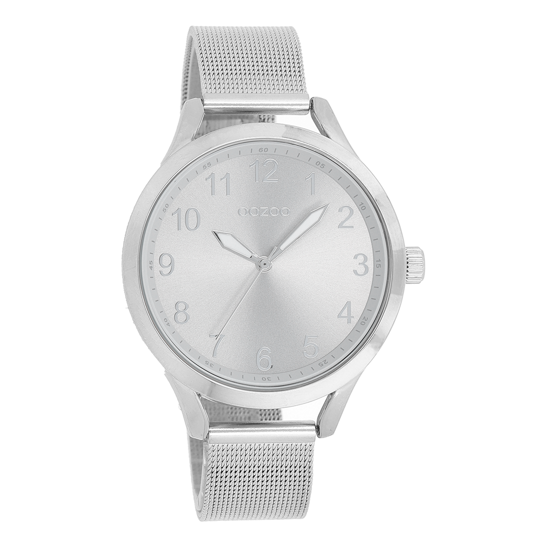 OOZOO Montre en couleur argent avec bracelet en mesh en couleur argent - C9115