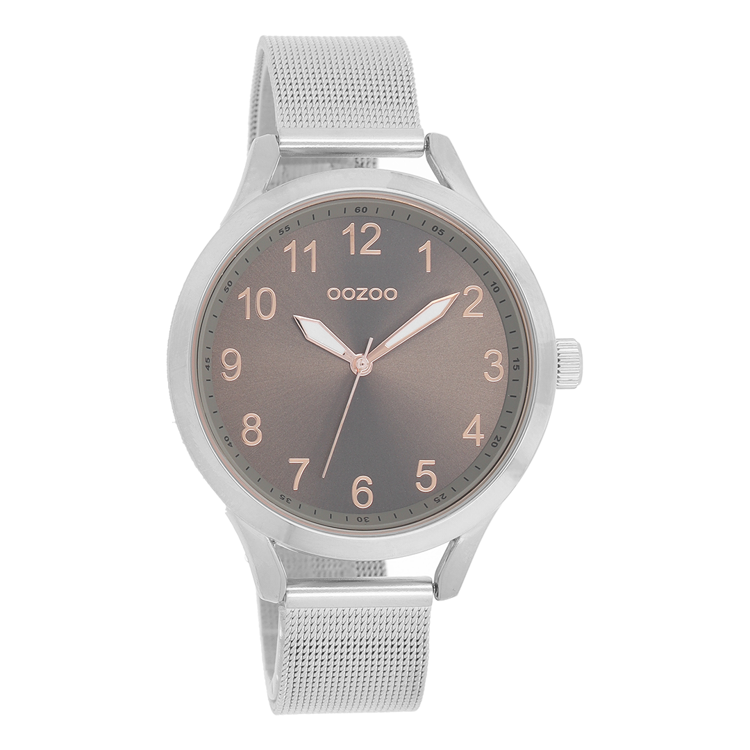 OOZOO Montre en couleur argent avec bracelet en mesh en couleur argent - C9116
