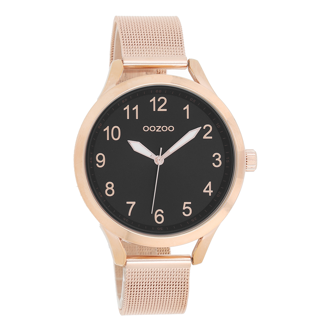 OOZOO Montre en couleur or rose avec bracelet en mesh en couleur or rose - C9119