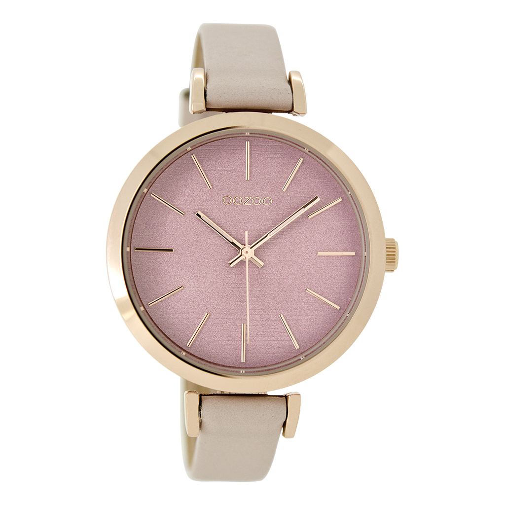 Rose gold coloured OOZOO watch with powder pink leather strap - C9136