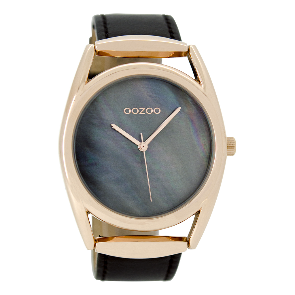 Rose gold coloured OOZOO watch with black leather strap - C9169