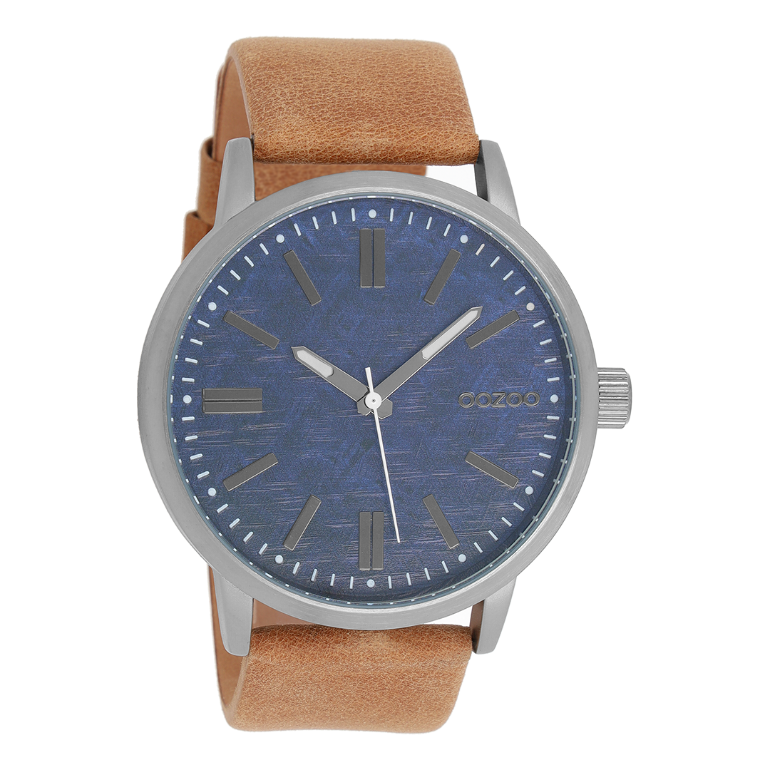 OOZOO Montre en titane avec bracelet en cuir en chameau - C9406