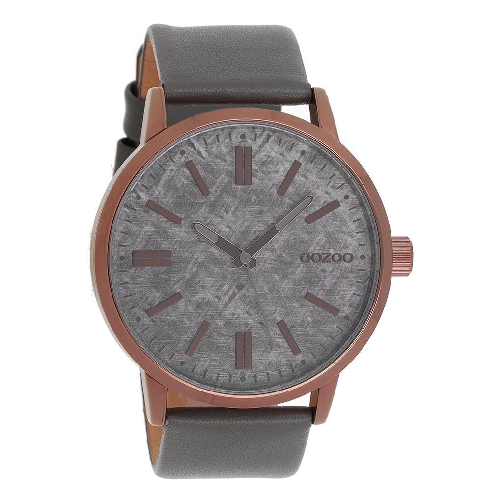 Brown  OOZOO watch with elephant grey leather strap - C9408