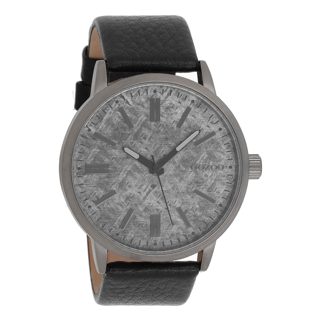 Titanium OOZOO watch with black leather strap - C9409