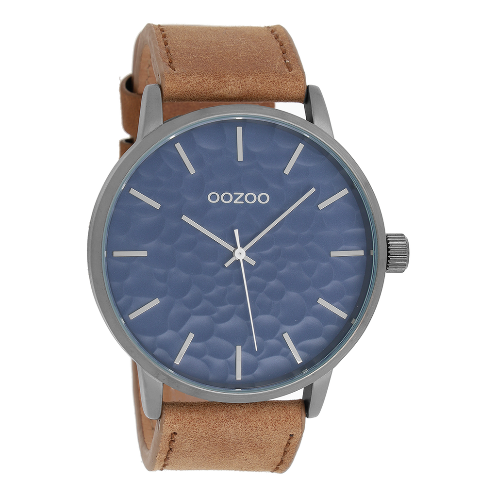 Black OOZOO watch with sand leather strap - C9442