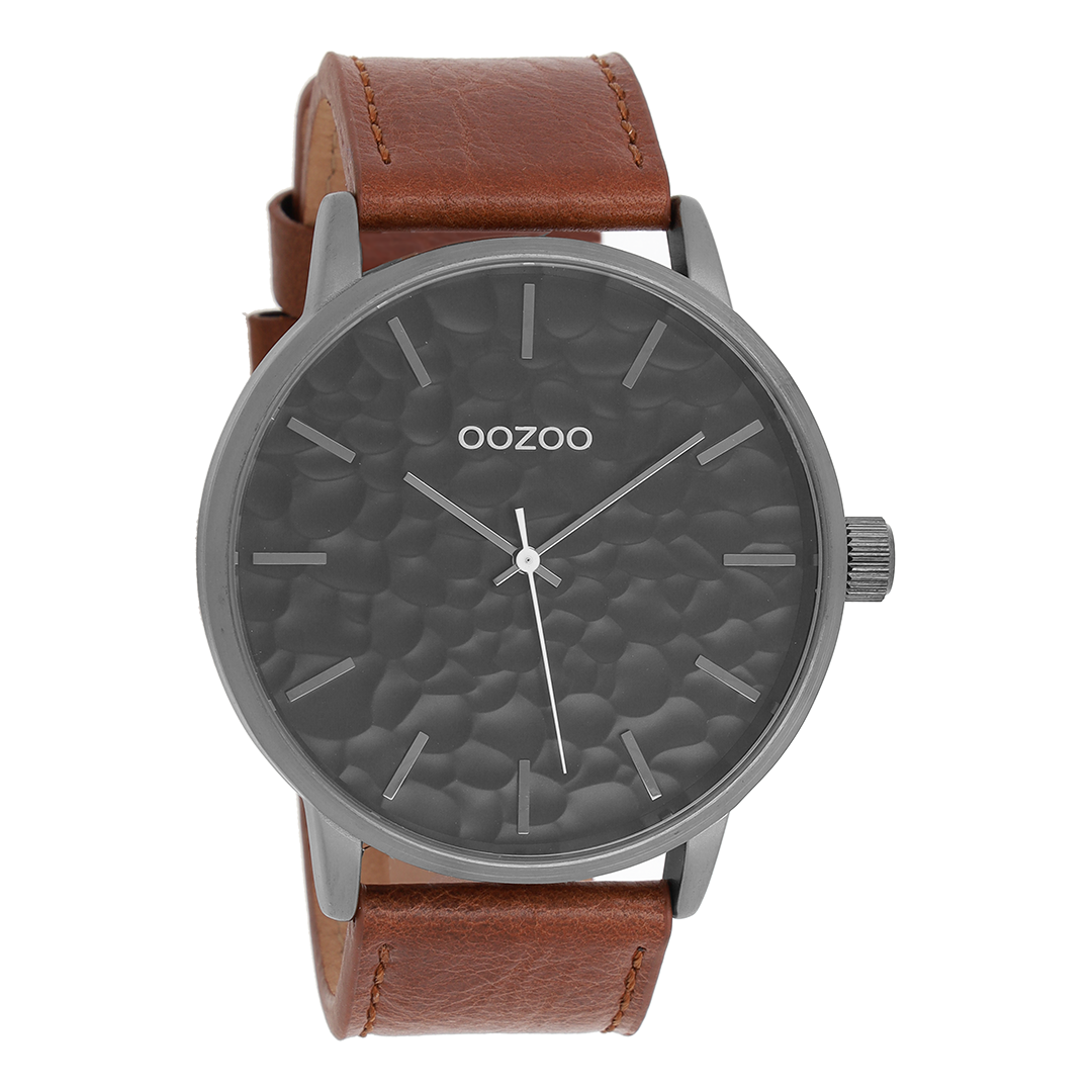 Titanium OOZOO watch with brown leather strap - C9443