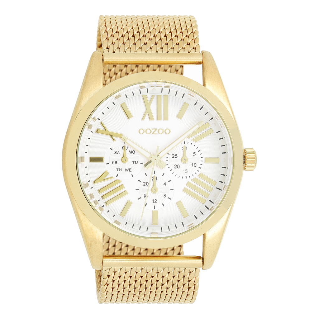 Gold coloured OOZOO watch with gold coloured metal mesh bracelet - C9642