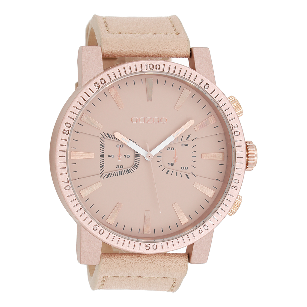 Rose gold coloured OOZOO watch with pale pink leather strap - C9646