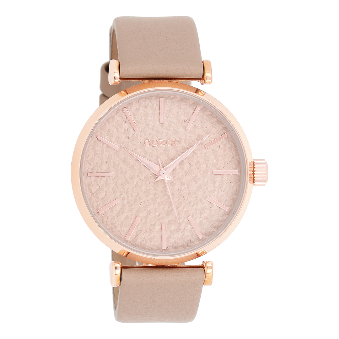 Rose gold coloured OOZOO watch with soft pink leather strap - C9666