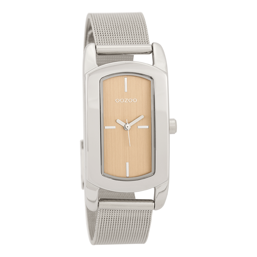 Silver coloured OOZOO watch with silver coloured metal mesh bracelet - C9701