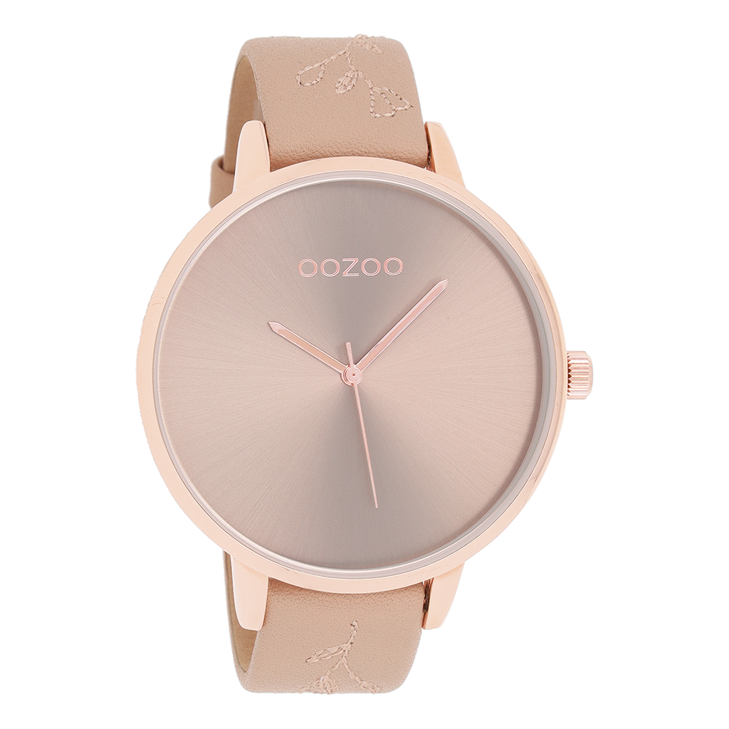 Rose gold coloured OOZOO watch with powder pink leather strap - C9717