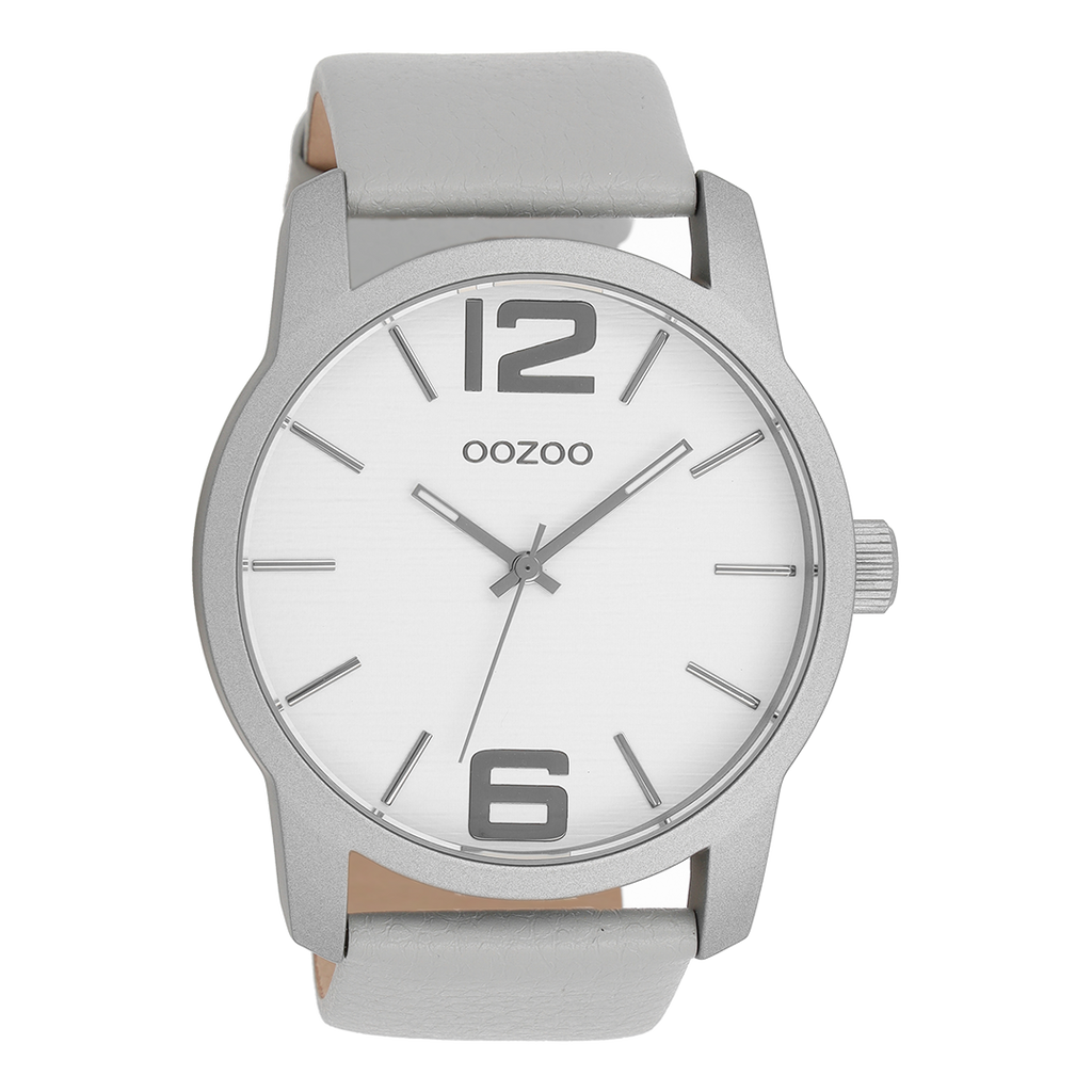 Light grey OOZOO watch with light grey leather strap - C9730