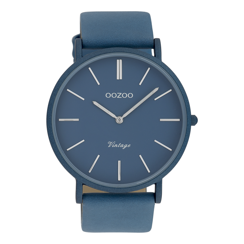 Blue OOZOO watch with leather strap - C9877
