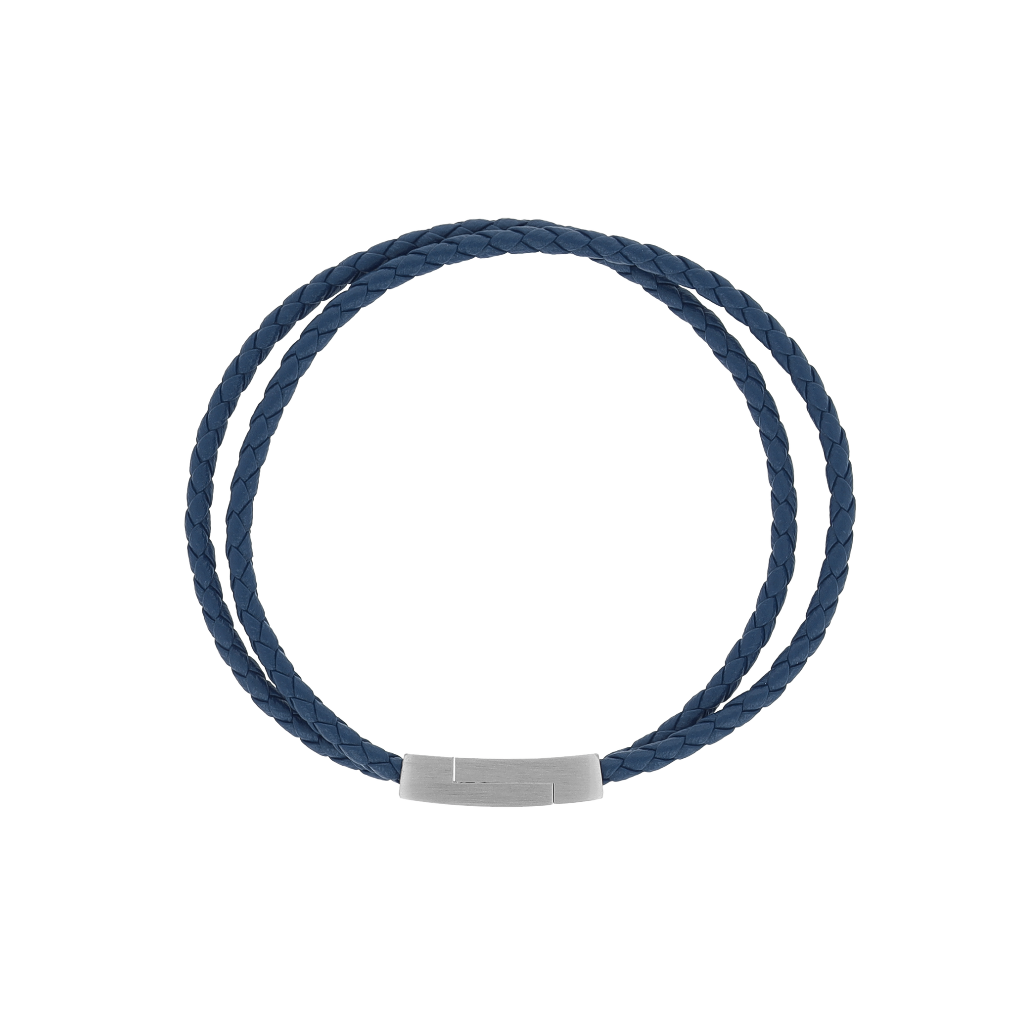 Blue braided leather bracelet