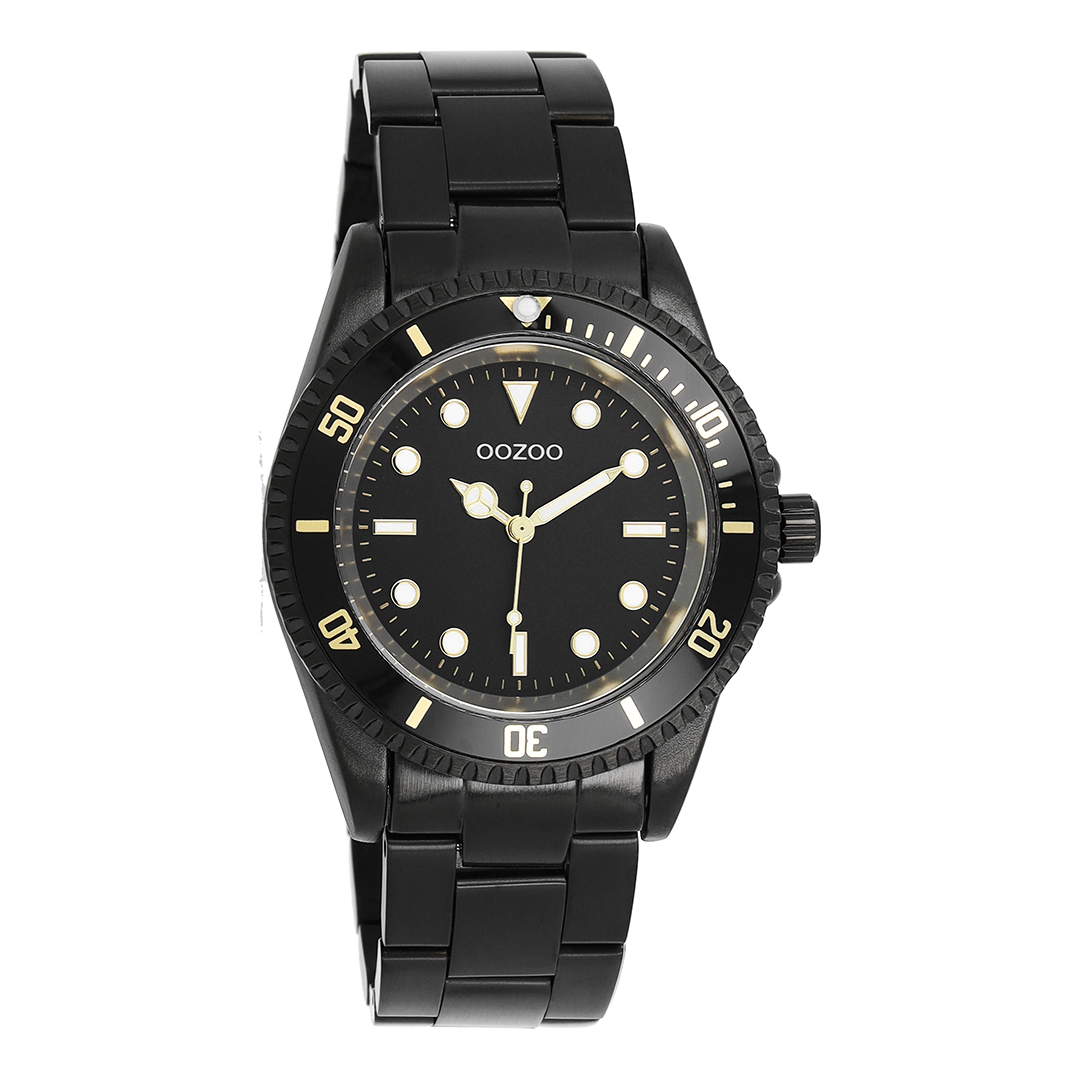 OOZOO Montre en noir avec bracelet en acier inoxydable en noir - C11149
