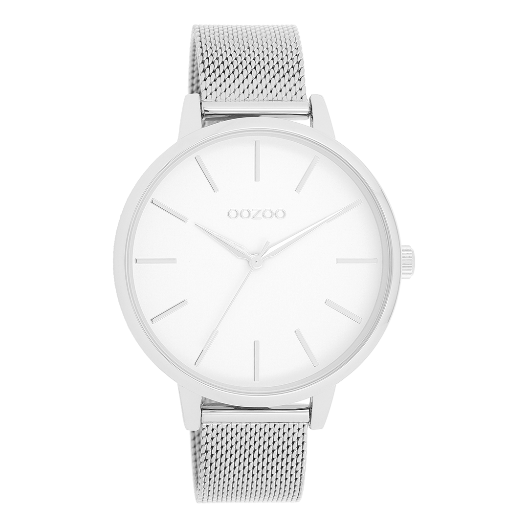 Silver coloured OOZOO watch with metal mesh bracelet - C11362