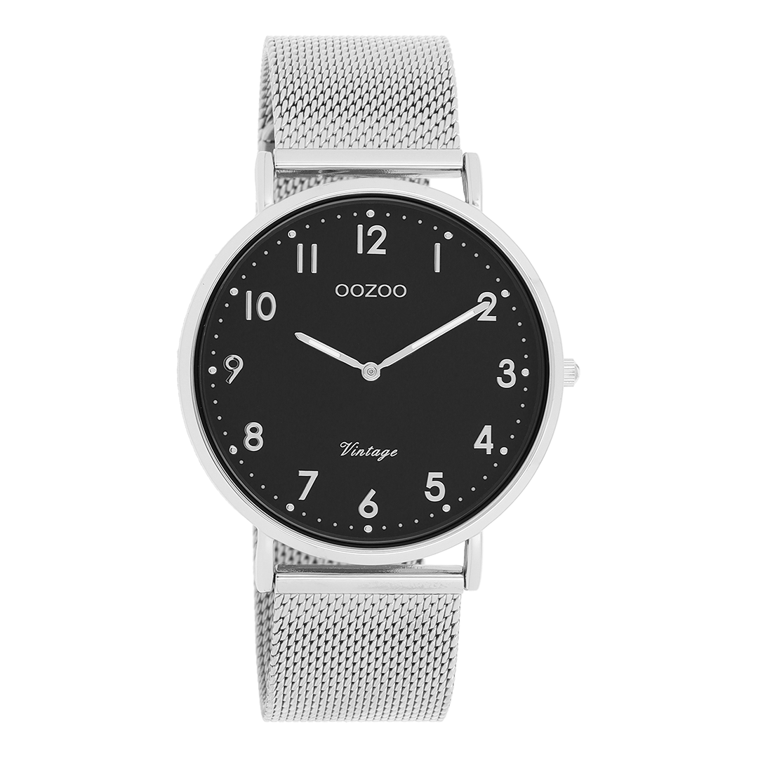 OOZOO Montre en couleur argent avec bracelet en mesh en couleur argent - C20341