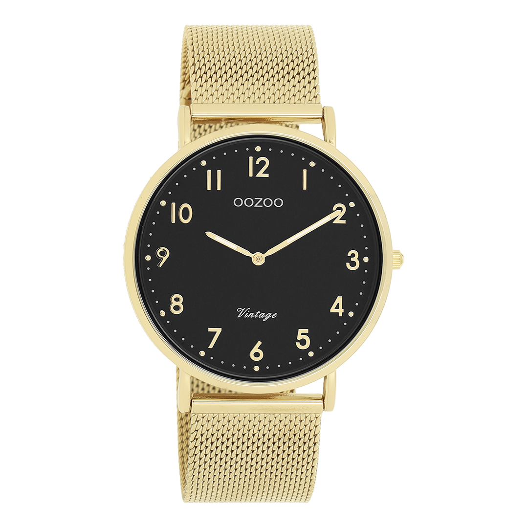 OOZOO Montre en couleur or avec bracelet en mesh en couleur or - C20344