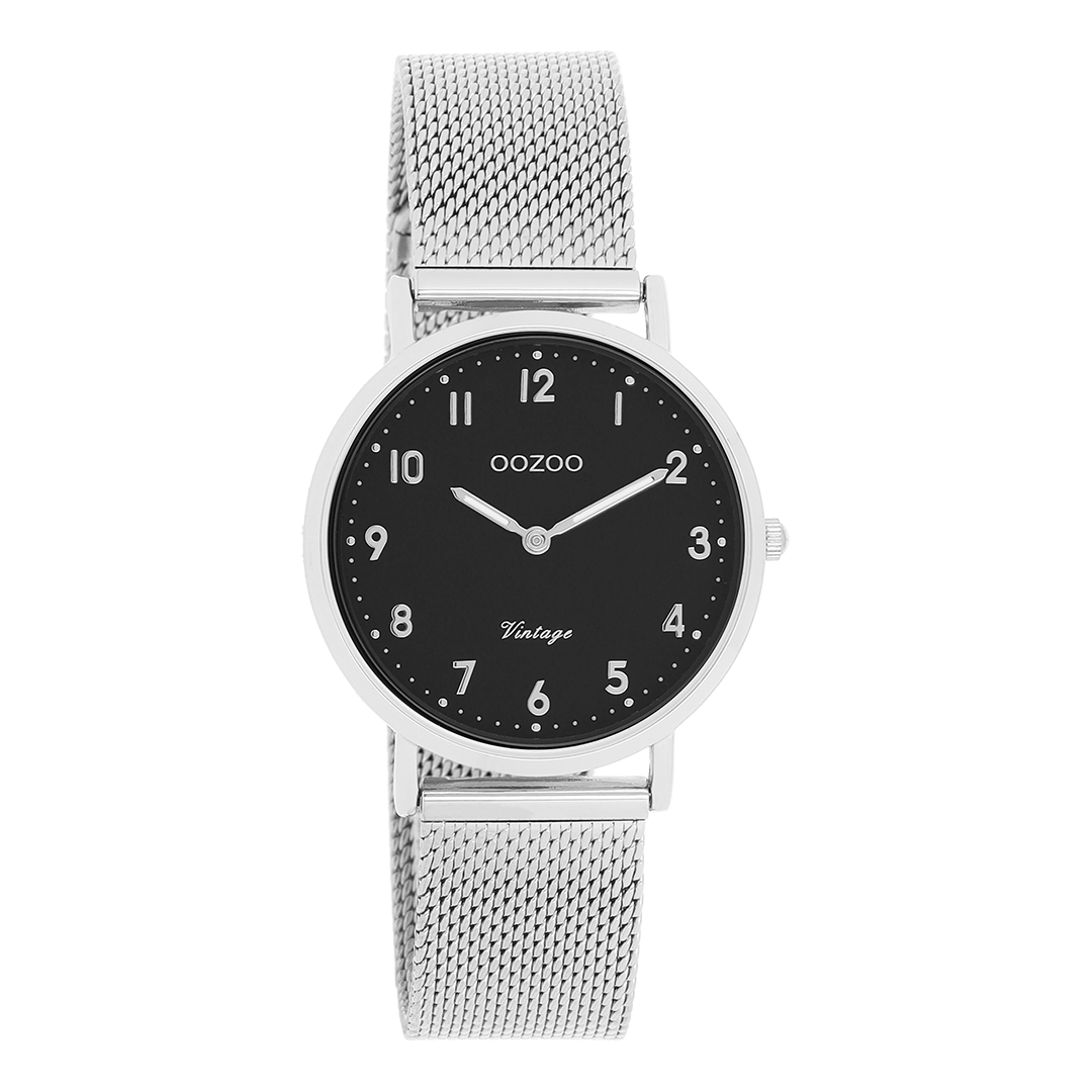 Silver coloured OOZOO watch with metal mesh bracelet - C20346