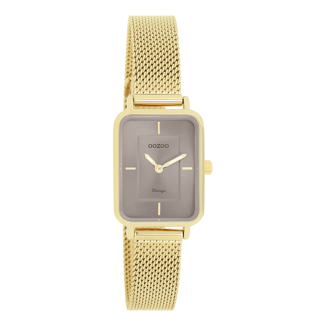 Gold coloured OOZOO watch with metal mesh bracelet - C20353