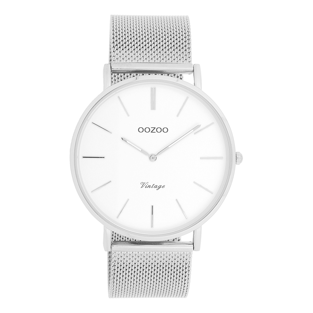 OOZOO Montre en couleur argent avec bracelet en mesh en couleur argent - C9900