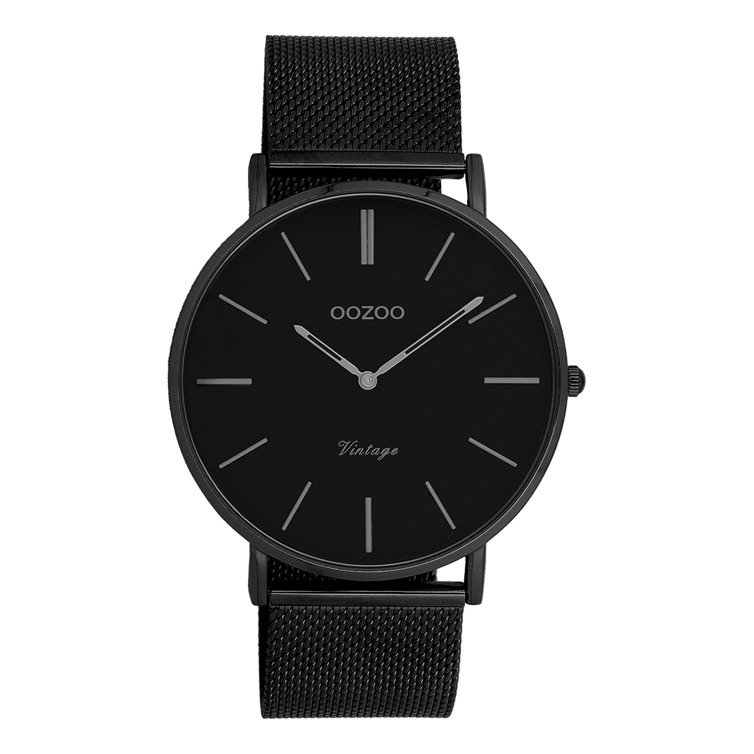 OOZOO Montre en noir avec bracelet en mesh en noir - C9932