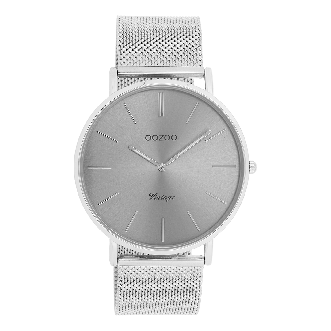 OOZOO Montre en couleur argent avec bracelet en mesh en couleur argent - C9936